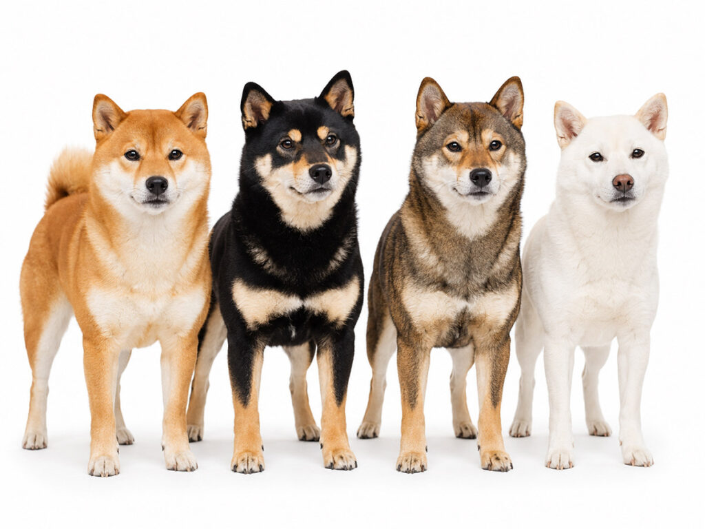赤・黒・胡麻・白の4種類の毛色の柴犬