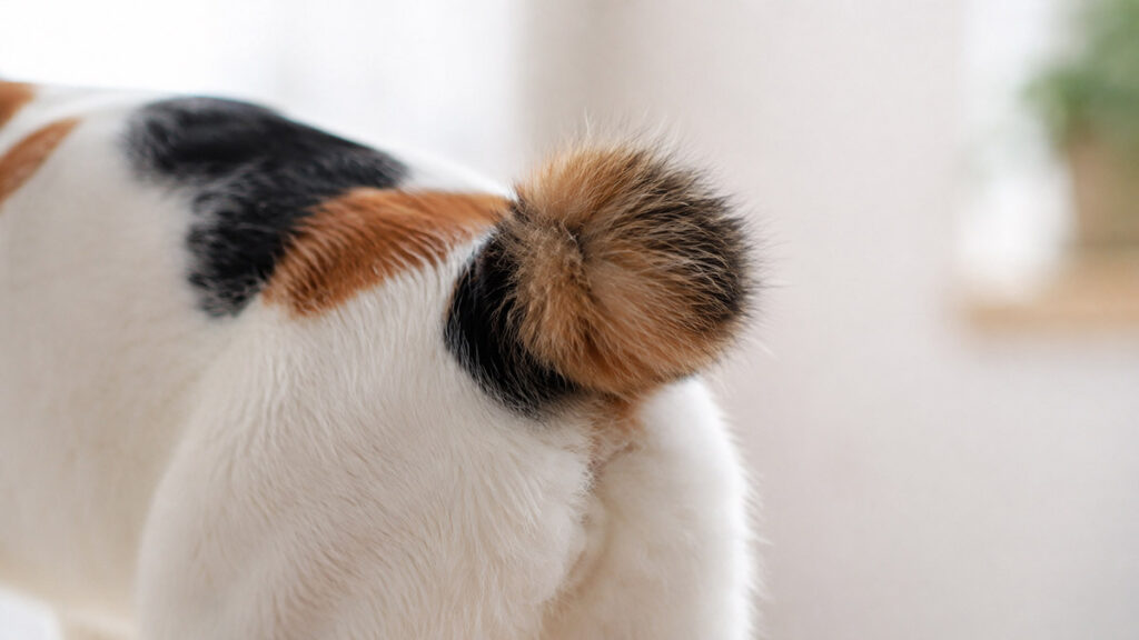 ポンポン状の短い尾のアップ